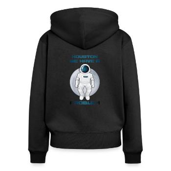 Astronaut - Frauen Premium Bio Zip Hoodie - Schwarz - Hinten - Julia (174cm)