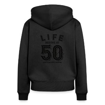 50 birthday - 50 years old - Women's Premium Organic Zip Hoodie - black - Back - Julia (174cm)