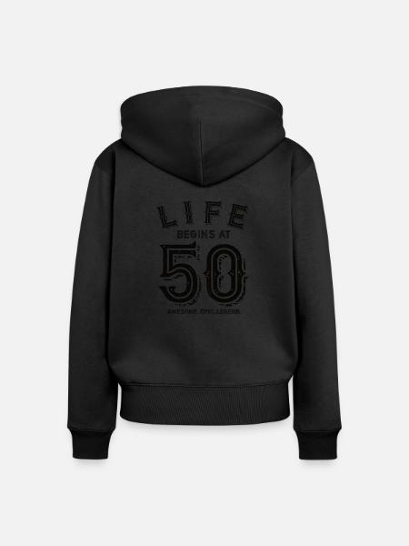 50 anniversaire - 50 ans - Sweat à capuche zippé Premium bio Femme - noir