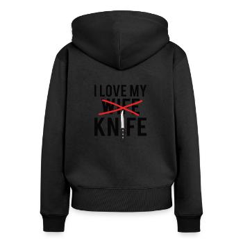 Couteaux collection de couteaux de chasse pêche cadeau - Sweat à capuche zippé Premium bio Femme - noir - Dos - Julia (174cm)