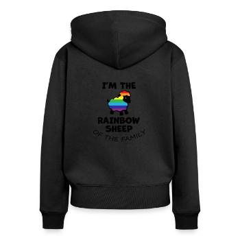 I'm the rainbow sheep of the family LGBT Geschenk - Sweat à capuche zippé Premium bio Femme - noir - Dos - Julia (174cm)