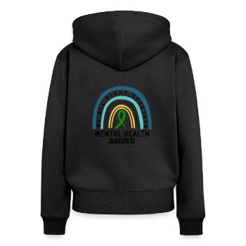 Mental Health Awareness Shirt, wir alle kämpfen - Frauen Premium Bio Zip Hoodie - Schwarz - Hinten - Julia (174cm)