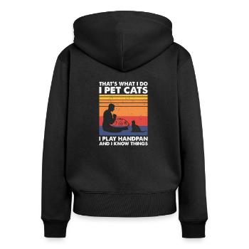 That's What I Do Pet Cats Play Handpan - Frauen Premium Bio Zip Hoodie - Schwarz - Hinten - Julia (174cm)