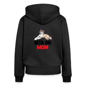 Akita Inu - Frauen Premium Bio Zip Hoodie - Schwarz - Hinten - Julia (174cm)