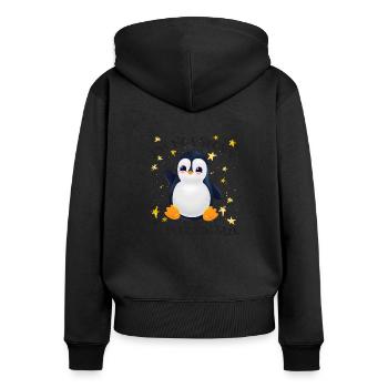 Pinguin I'm Not Short I'm Penguin Size - Women's Premium Organic Zip Hoodie - black - Back - Julia (174cm)