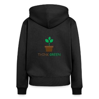 Durabilité - Sweat à capuche zippé Premium bio Femme - noir - Dos - Julia (174cm)