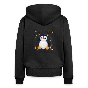 Ich bin klein aber scheiß gefährlich Pinguin - Frauen Premium Bio Zip Hoodie - Schwarz - Hinten - Julia (174cm)
