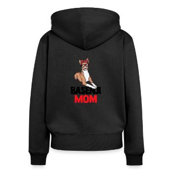 Basenji - Frauen Premium Bio Zip Hoodie - Schwarz - Hinten - Julia (174cm)