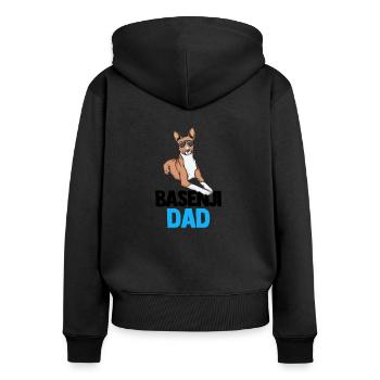 Basenji - Frauen Premium Bio Zip Hoodie - Schwarz - Hinten - Julia (174cm)