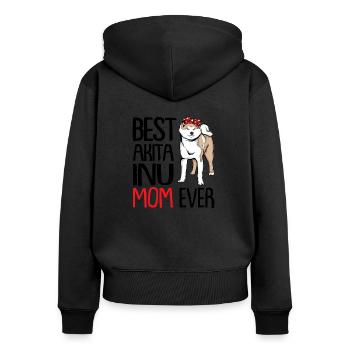 Akita Inu - Frauen Premium Bio Zip Hoodie - Schwarz - Hinten - Julia (174cm)