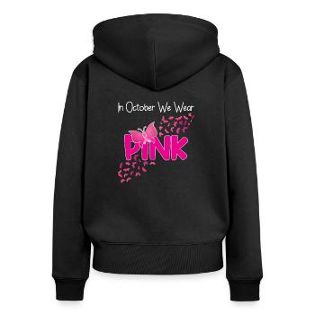 Dans October Wear Pink Butterfly Breast Cancer - Sweat à capuche zippé Premium bio Femme - noir - Dos - Julia (174cm)