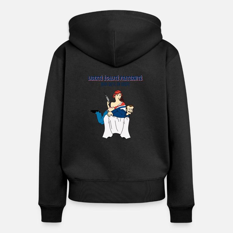 Passe sanitaire, pass sanitaire, manifester - Sweat à capuche zippé Premium bio Femme - noir