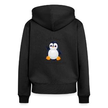 Mir egal ich bin ein Pinguin - Frauen Premium Bio Zip Hoodie - Schwarz - Hinten - Julia (174cm)