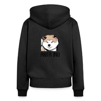 Akita Inu - Frauen Premium Bio Zip Hoodie - Schwarz - Hinten - Julia (174cm)