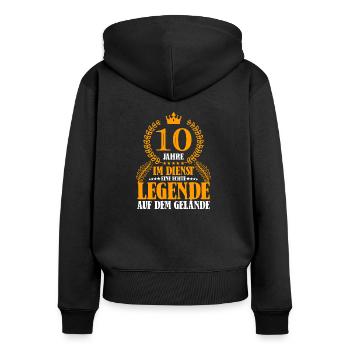 10 Jähriges Dienstjubiläum Firmenjubiläum Jubiläum - Frauen Premium Bio Zip Hoodie - Schwarz - Hinten - Julia (174cm)