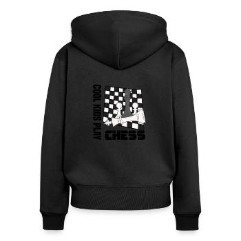 Échecs - Sweat à capuche zippé Premium bio Femme - noir - Dos - Julia (174cm)