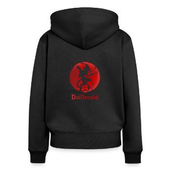 Deiflswüd Wütig as the devil - Women's Premium Organic Zip Hoodie - black - Back - Julia (174cm)
