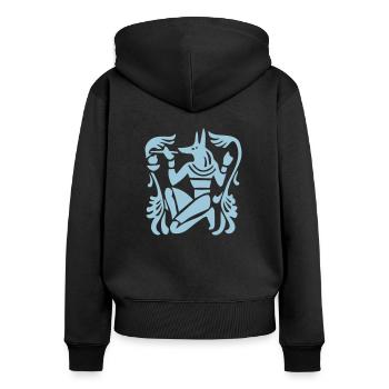 Anubis Ägypten Tattoo2 - Frauen Premium Bio Zip Hoodie - Schwarz - Hinten - Julia (174cm)