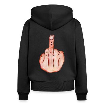 middle finger - Women's Premium Organic Zip Hoodie - black - Back - Julia (174cm)