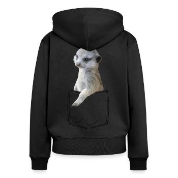Meerkat meerkat in chest pocket shirt pocket - Women's Premium Organic Zip Hoodie - black - Back - Julia (174cm)