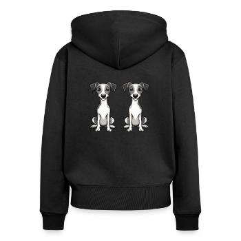 Whippet Hund Comic - Frauen Premium Bio Zip Hoodie - Schwarz - Hinten - Julia (174cm)