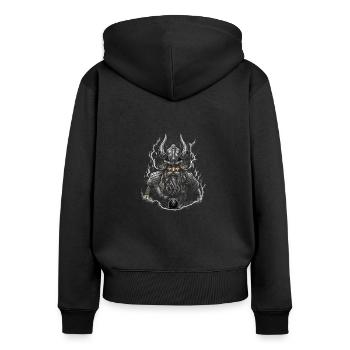 Héritage nordique : le cadeau pour les fans vikings - Sweat à capuche zippé Premium bio Femme - noir - Dos - Julia (174cm)