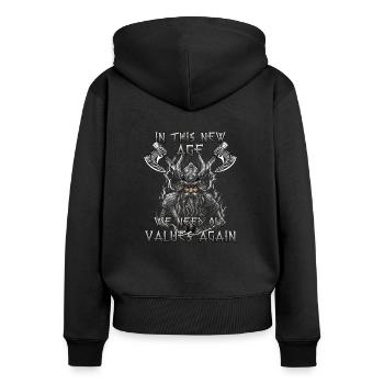 Walhalla Erbe Geschenk einer Kriegerkultur - Frauen Premium Bio Zip Hoodie - Schwarz - Hinten - Julia (174cm)