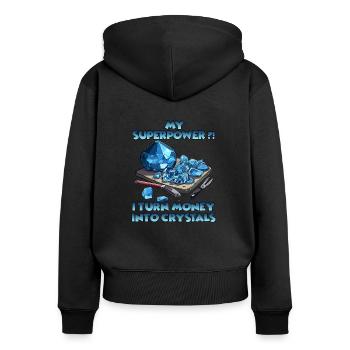 Cristal Des surprises brillantes à offrir - Sweat à capuche zippé Premium bio Femme - noir - Dos - Julia (174cm)