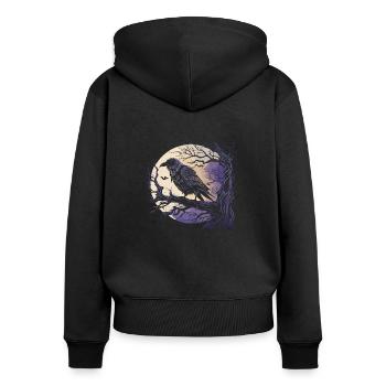 Les corbeaux d'Odin Hugin et Munin Les yeux - Sweat à capuche zippé Premium bio Femme - noir - Dos - Julia (174cm)