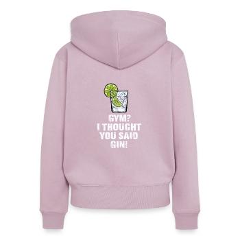 Gin Saufgelage Sprüche Feier Gin Fan Party - Frauen Premium Bio Zip Hoodie - Altrosa - Hinten - Julia (174cm)