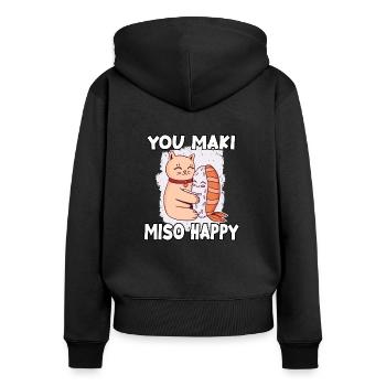 Funny Sushi Fan Sushi Lover Kawaii Nigiri - Sweat à capuche zippé Premium bio Femme - noir - Dos - Julia (174cm)