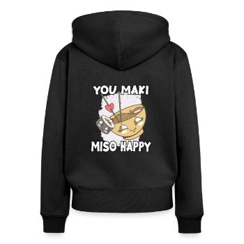 Mignon japonais sushi fan motif nigiri maki sushi - Sweat à capuche zippé Premium bio Femme - noir - Dos - Julia (174cm)