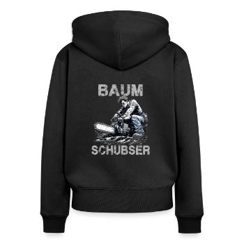 Baumschubser | Holzfäller T Forstwirt | Lustiges - Frauen Premium Bio Zip Hoodie - Schwarz - Hinten - Julia (174cm)
