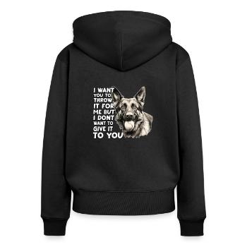 Deutscher Schäferhund T Hundebesitzer Outfit - Frauen Premium Bio Zip Hoodie - Schwarz - Hinten - Julia (174cm)