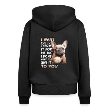 Frenchie Dog Lover Bouledogue français - Sweat à capuche zippé Premium bio Femme - noir - Dos - Julia (174cm)