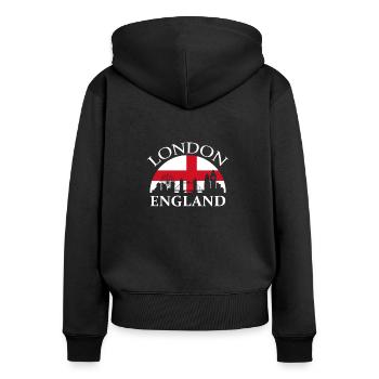 London England Flag Capital United Kingdom - Women's Premium Organic Zip Hoodie - black - Back - Julia (174cm)