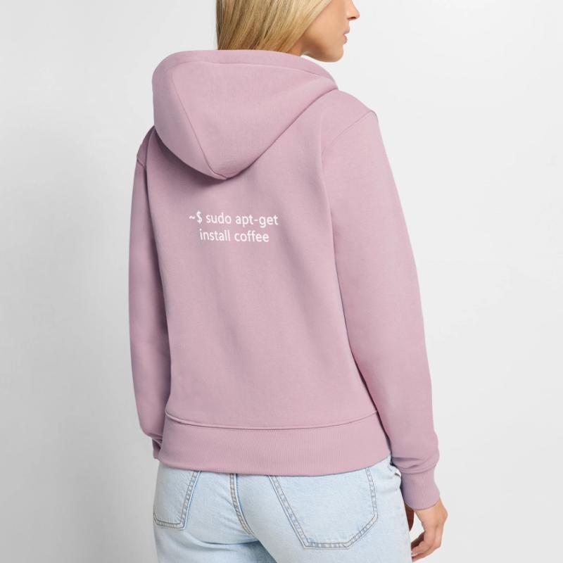 Sysadmin Linux sudo apt-get installer coffee Sweat à capuche zippé Premium bio Femme