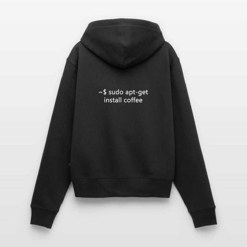 Sysadmin Linux sudo apt-get installer coffee Sweat à capuche zippé Premium bio Femme