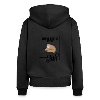 Paresseux paresseux - Sweat à capuche zippé Premium bio Femme - noir - Dos - Julia (174cm)