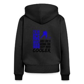 Papa de hockey sur glace - Sweat à capuche zippé Premium bio Femme - noir - Dos - Julia (174cm)