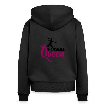 Reine de handball - Sweat à capuche zippé Premium bio Femme - noir - Dos - Julia (174cm)