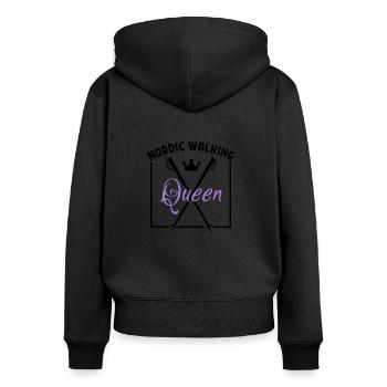 Reine de la marche nordique - Sweat à capuche zippé Premium bio Femme - noir - Dos - Julia (174cm)