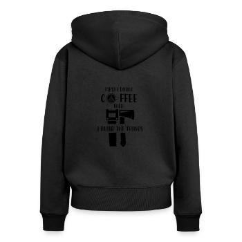 Charpentier café charpentier - Sweat à capuche zippé Premium bio Femme - noir - Dos - Julia (174cm)