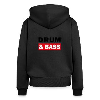 DbB Drum And Bass - Frauen Premium Bio Zip Hoodie - Schwarz - Hinten - Julia (174cm)