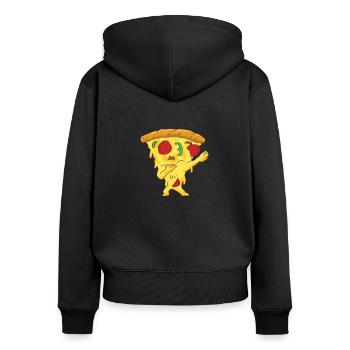 Dabbing Pizza Lustiges Pizza - Frauen Premium Bio Zip Hoodie - Schwarz - Hinten - Julia (174cm)