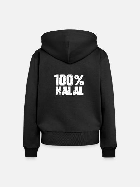 100 Prozent Halal - Frauen Premium Bio Zip Hoodie - Schwarz