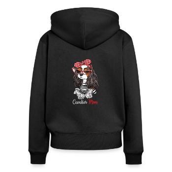 Cavalier King Charles Spaniel - Frauen Premium Bio Zip Hoodie - Schwarz - Hinten - Julia (174cm)