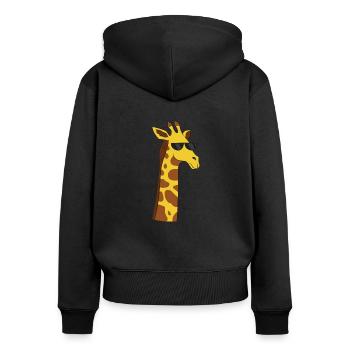 Girafe avec lunettes de soleil Girafe cool - Sweat à capuche zippé Premium bio Femme - noir - Dos - Julia (174cm)