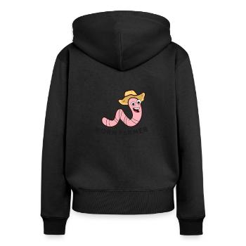 Worm Farmer Vermiculture Composting Worm Farming - Women's Premium Organic Zip Hoodie - black - Back - Julia (174cm)