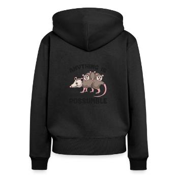 Opossum drôle Tout est opossum possomble - Sweat à capuche zippé Premium bio Femme - noir - Dos - Julia (174cm)